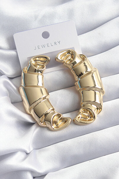 Skygo حلق نسائي موديل كرواسون نحاسي ذهبي اللون - TJ-BKP8251