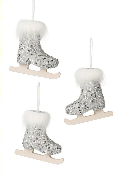 BeySüS Χριστουγεννιάτικο στολίδι για χριστουγεννιάτικο δέντρο 3 τεμαχίων Ασημένιο πατινάζ στον πάγο 12 εκ.