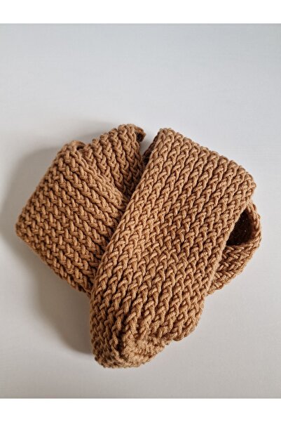Hobi Kafe Hand Knitted Light Brown Adult Scarf