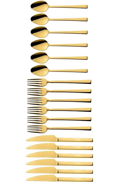 Atlas Mutfak Gold 18 Piece Dessert Fork Spoon Knife Set - Breakfast Cake Fork...