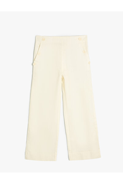 Koton Girl's White Linen Trousers