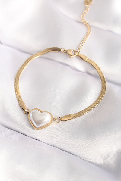 Skygo سوار نسائي من الفولاذ المقاوم للصدأ باللون الذهبي عيار 316L على شكل قلب...