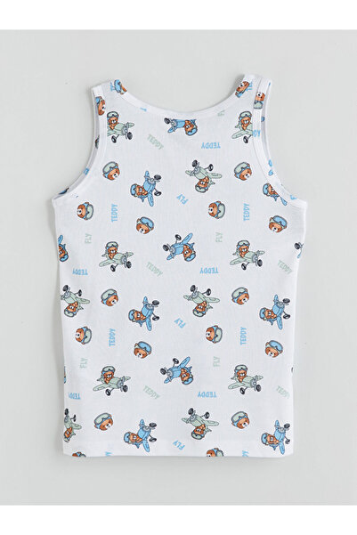 LC Waikiki Sparkling Choices from Shining Store | Crew Neck Bear Teddy Printed Boys' Undershirt 2-Pack