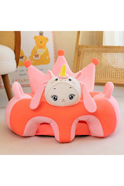 OEM Plush baby armchair with cutout for legs, Cute Cartoon, 50 cm, Pink, FPS-157