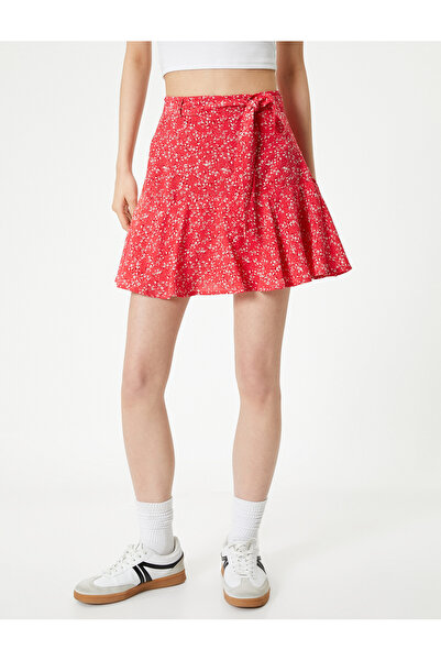 Koton Women's Red Floral Mini Skirt