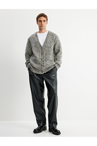 Koton Men's Grey Knitwear Cardigan