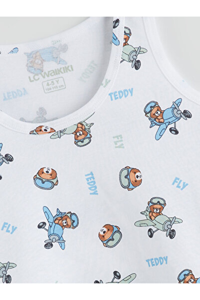 LC Waikiki Sparkling Choices from Shining Store | Crew Neck Bear Teddy Printed Boys' Undershirt 2-Pack