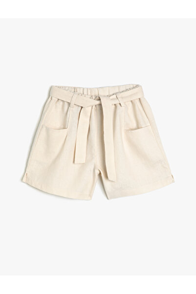 Koton Girl's Beige Linen Shorts