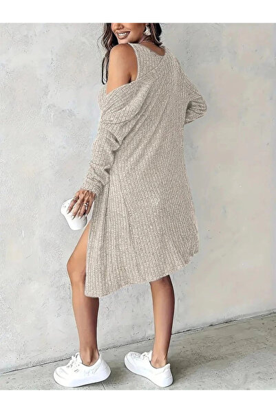 ALPACO Women's Strappy Round Neck Button Front Ruched Camisole Mini Dress and Short Jacket