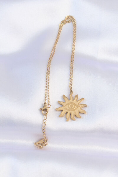 Skygo 316L Steel Chain Gold Color Eye Sun Design Necklace - Tj-Bko8734
