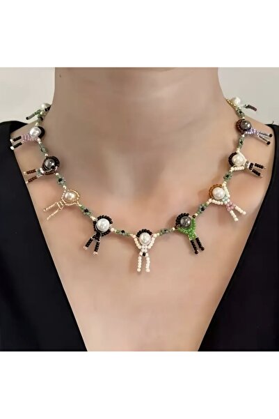 ZephiaStore Humanoid Design Beaded Necklace