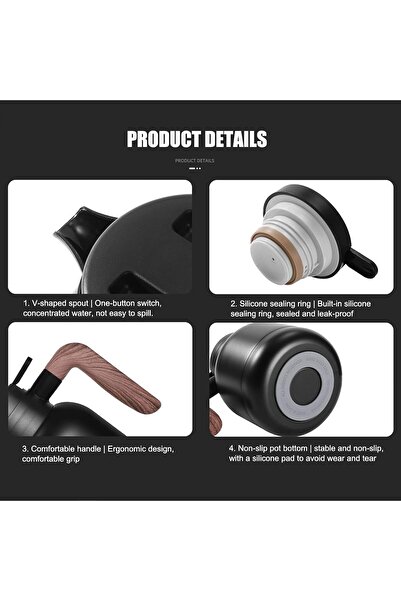 desselan Insulated Vacuum Jug with Tea Filter, Stainless Steel Thermal Coffee Carafe Flask (Black, 1.2L)