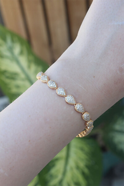 Skygo Vip series gold color drop model bracelet with rice zircon stone - tj-bb6077