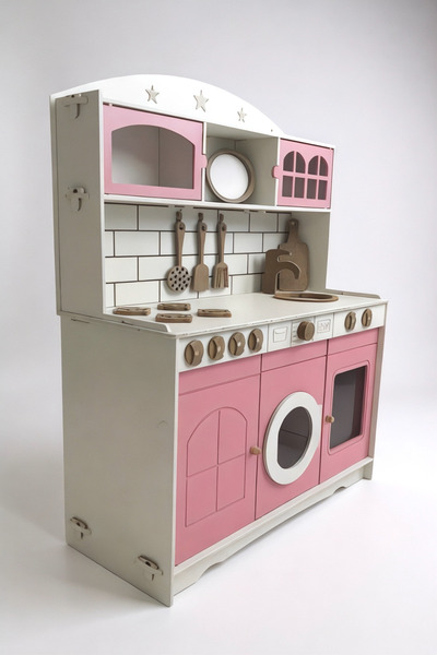 Buradadavar Hobi Ahşap Boyalı Ahşap Oyuncak Mutfak Servis Seti