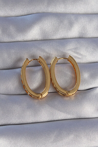 Skygo Brass Gold Color Zircon Stone Oval Model Earrings - Tj-Bkp9079