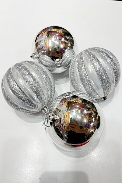 BeySüS Χριστουγεννιάτικο στολίδι για χριστουγεννιάτικο δέντρο 4 τεμάχια Ασημένια μπάλα 10 εκ.