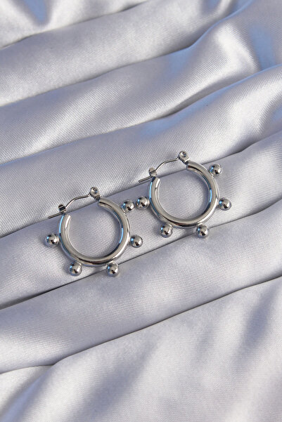 Skygo 316L Steel Silver Color Ball Stud Design Oval Earrings - Tj-Bkp9043