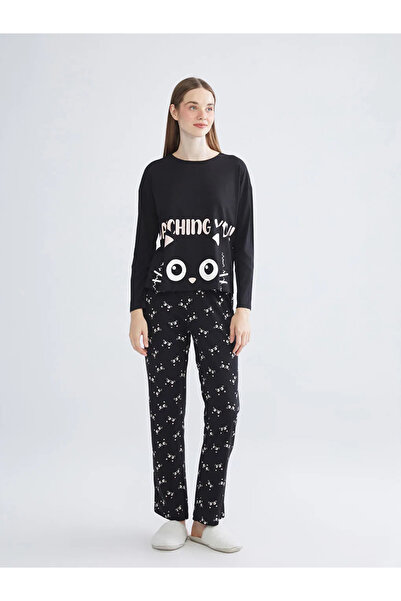 LC Waikiki Crew Neck Printed Women's Pajamas Set