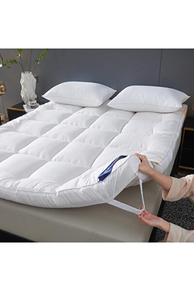 the home mart غطاء مرتبة فاخر من هوم مارت، مقاس كوين، بوزن 600 جرام لكل متر مربع، مصنوع من حشوة من الألياف الدقيقة بنسبة 100%