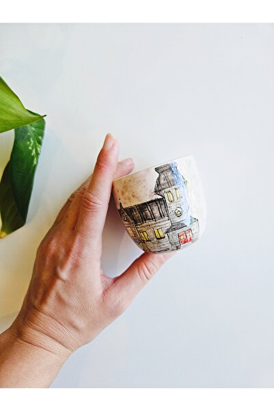 WEBBMODA Handmade Black House Drawing Coffee Cup