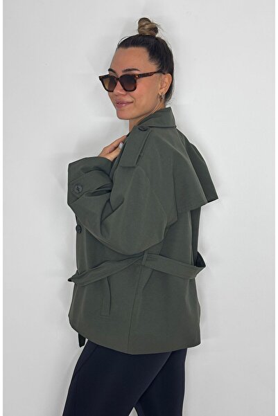 HT Boutique KISA YEŞİL TRENÇKOT