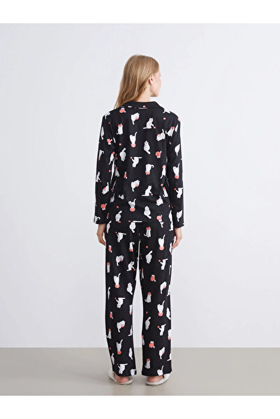 LC Waikiki Shirt Collar Printed Women's Pajamas Set