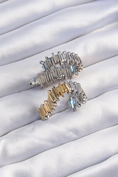 Skygo Brass Gold Silver Colored Serrated Heart Earrings - Tj-Bkp9227