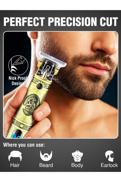 Primo Plus Professional Hair Clipper with LED display Runtime: 180 min Trimmer for Men, Gold