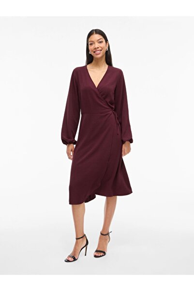 VILA Kleid mit V-Ausschnitt VILOVIE Midi