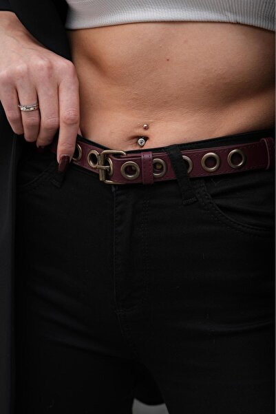 MODAM HİFA Ancient Capsule Women's Belt with Reel Buckle Pants Belt Dress Belt Studded Belt