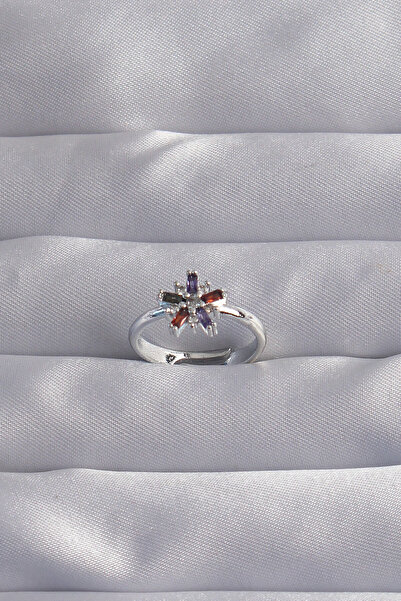 Skygo Brass Silver Color Colorful Zircon Cubic Zirconia Adjustable Ring - Tj-Byk3256