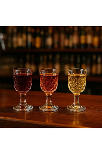 ABYZ Σετ 6 γυάλινων ποτηριών απεριτίφ, με πόδι, κομψό σχέδιο, χωρητικότητα 50ml, vintage σχεδιασμός, ιδανικό για ποτά