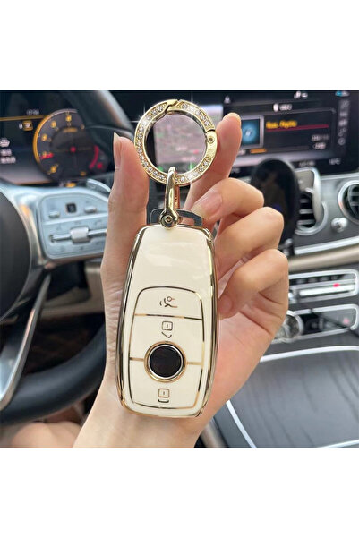 WHITE Husă de protecție premium pentru cheia auto Mercedes Benz, Elegance Lux...