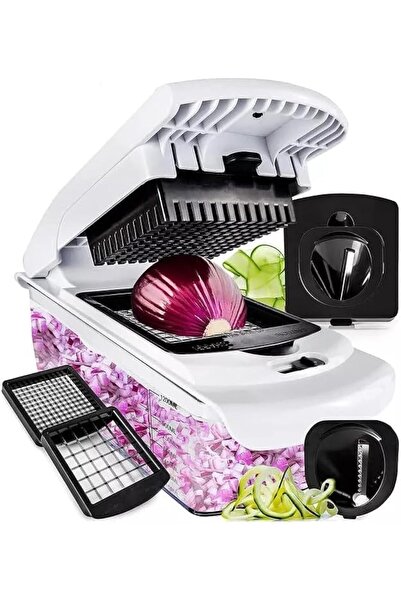 Generic Vegetable Chopper & Spiralizer - 4-Blade Slicer, Dicer with Container