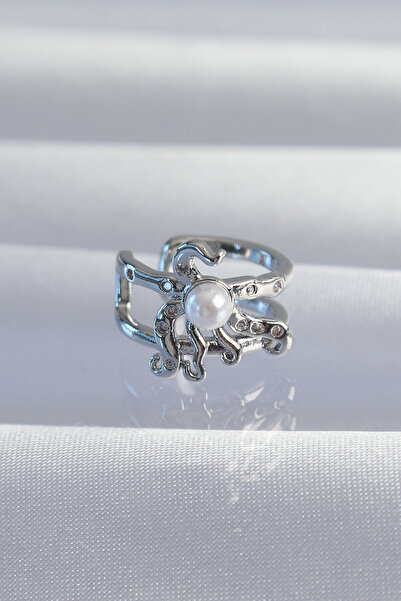 Skygo Brass Silver Color Octopus Earcuff Earring with Pearl - Tj-Bkp9332