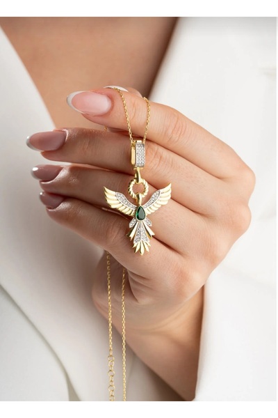 Aktemur Silver 925 Ayar Gümüş Zümrüdüanka Kolye