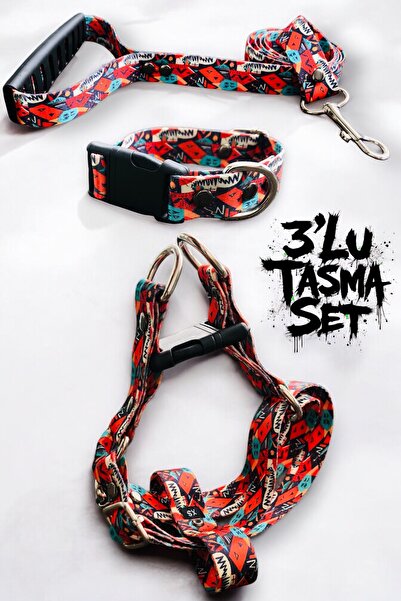 Angelapets KÖPEK TASMA SETİ 3'LÜ ( GÖĞÜS TASMASI BOYUN TASMASI GEZDİRME KAYIŞI )