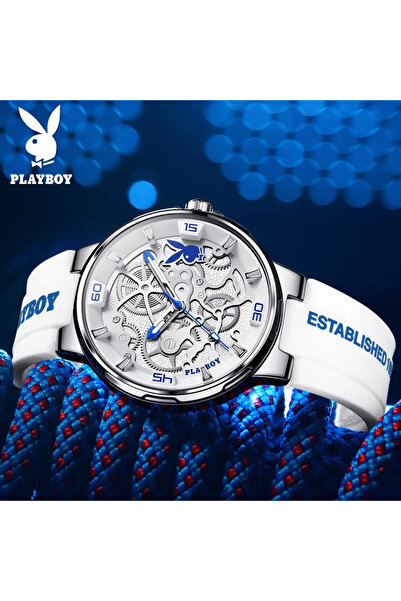 Playboy Men's Watch 3052 White – Luxury Design, Multiple Functions, Luminous Display, 3ATM