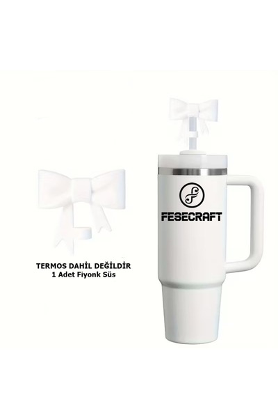 FESECRAFT Quencher Thermos Accessory Bow Ribbon Colorful Silicone Straw Accessory Straw Protector Anti-Dust