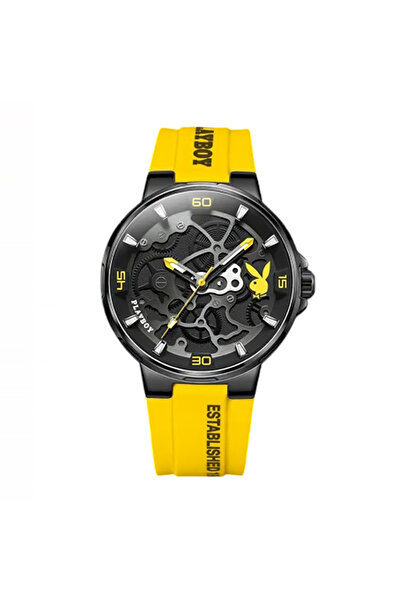 Playboy Men's Watch 3052 Black-Yellow – Luxury Design, Multiple Functions, Luminous Display, 3ATM