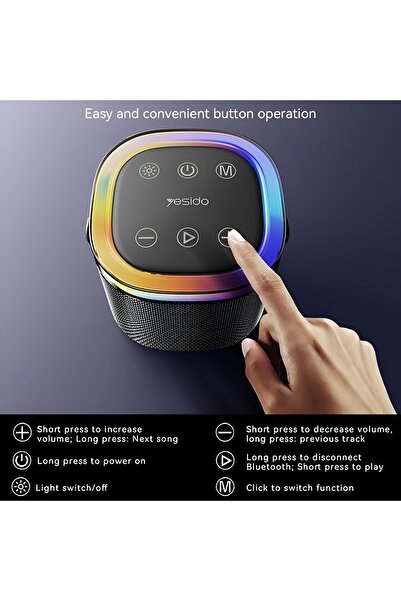 Yesido YSW25 IP67 Waterproof Bluetooth Speaker 1800mAh Portable Wireless Speaker with RGB Lighting