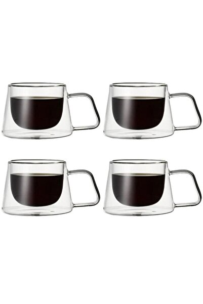 Atlas Mutfak New Design Nescafe Espresso Cup, Double Wall Glass Cup with Hand...