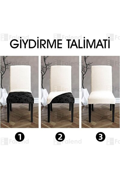 AKBU 6 adet Sandalye Kılıfı Yıkanabilir Likralı Esnek Lastikli Sandalye Örtü