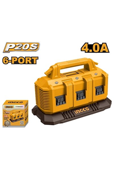 Ingco FCLI2064 Γρήγορος Φορτιστής Μπαταριών 20V 6 Θυρών P20S