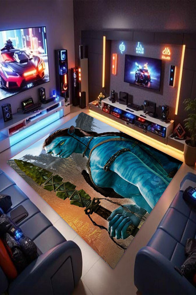 Reyhani AVATAR DESENLİ Kaymaz Taban Makinede Yıkanabilir Gaming Oyuncu Gamer ...