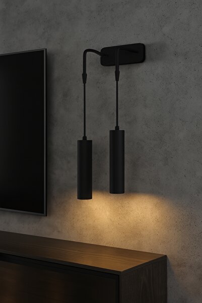 Bozyaka Aydınlatma Serena Decorative 2-Piece Metal Wall Sconce Black (Daylight Led Bulbs Included!!!)