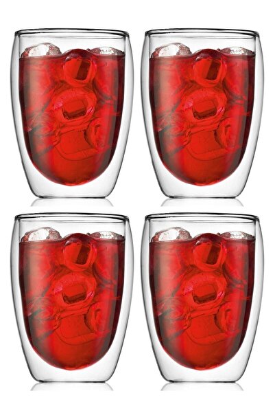 Atlas Mutfak كوب زجاجي شفاف بتصميم جديد مزدوج الجدار من البوروسيليكات سعة 350...