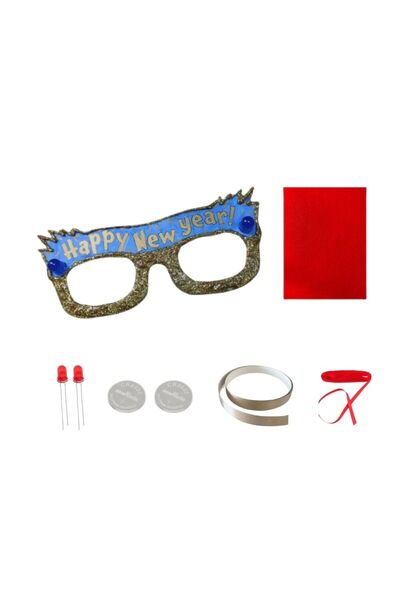 Fapatech Yılbaşı Yeniyıl Parti Gözlüğü Keçe Kağıtan Devre Kiti - Kumaş İletke...