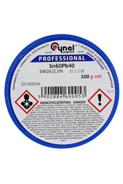 Cynel Lead solder wire, 0.5 mm, 100 g, Sn60Pb40, (T136247)