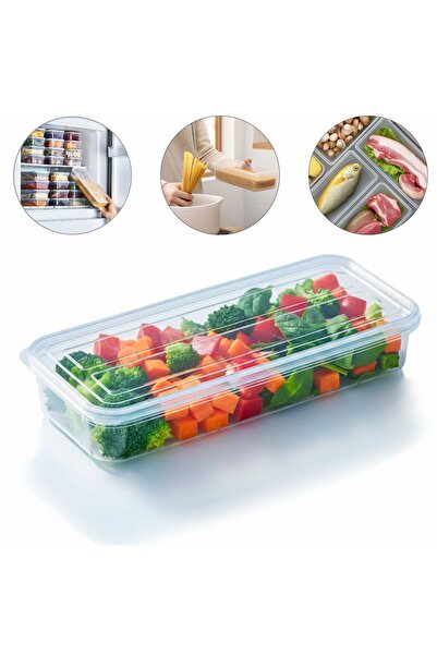 Köken Food Storage Container, Fridge/Freezer Organizer, Airtight Lid, BPA-Free Plastic Box, 1.18 L, Clear